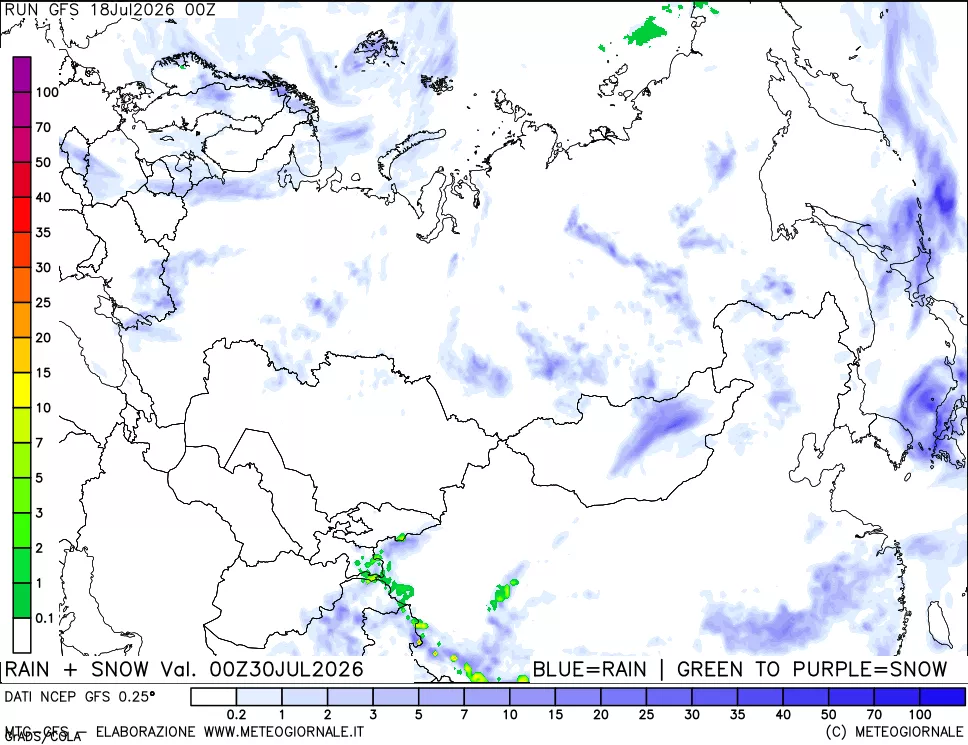 mappa Precipitazioni totali e nevose