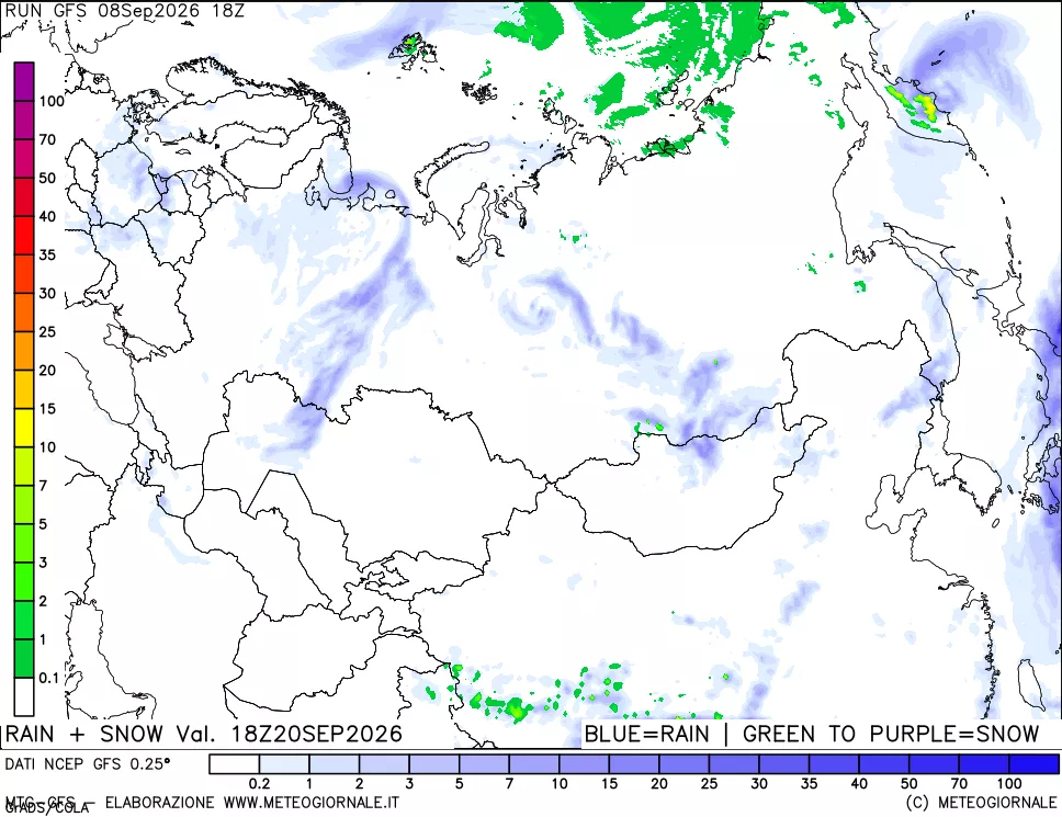 mappa Precipitazioni totali e nevose