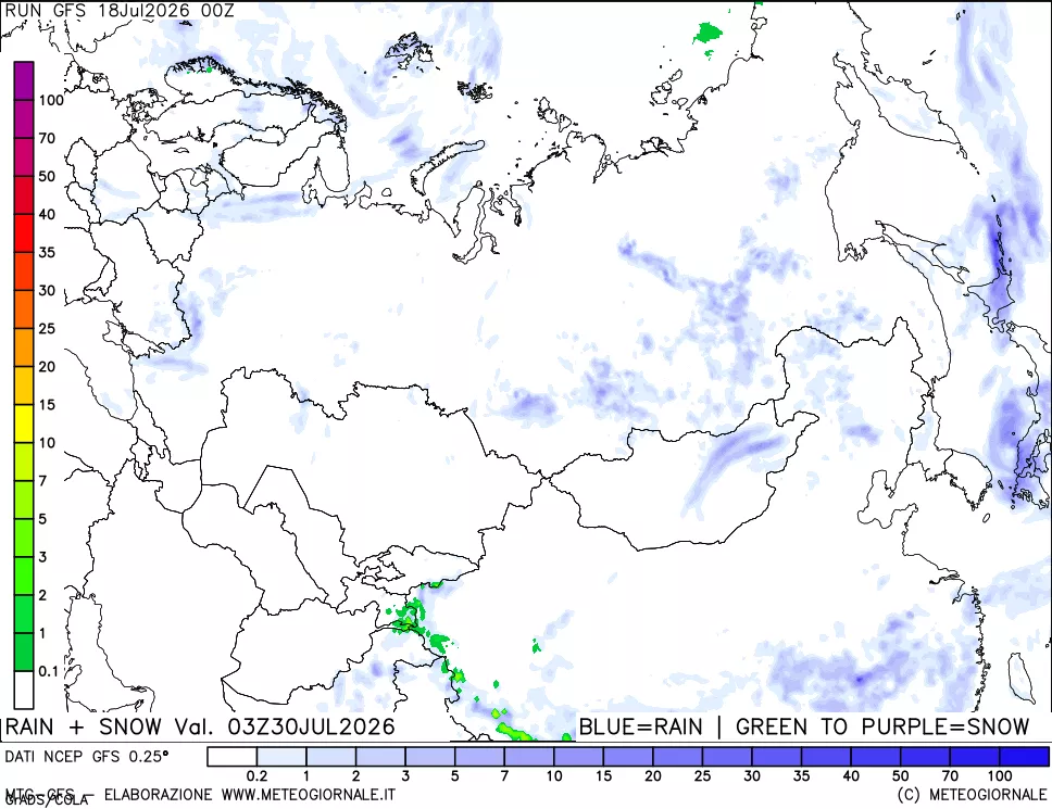mappa Precipitazioni totali e nevose