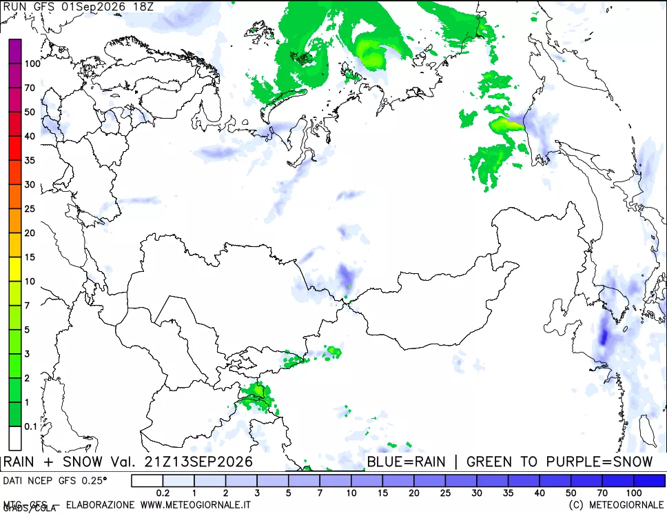 mappa Precipitazioni totali e nevose