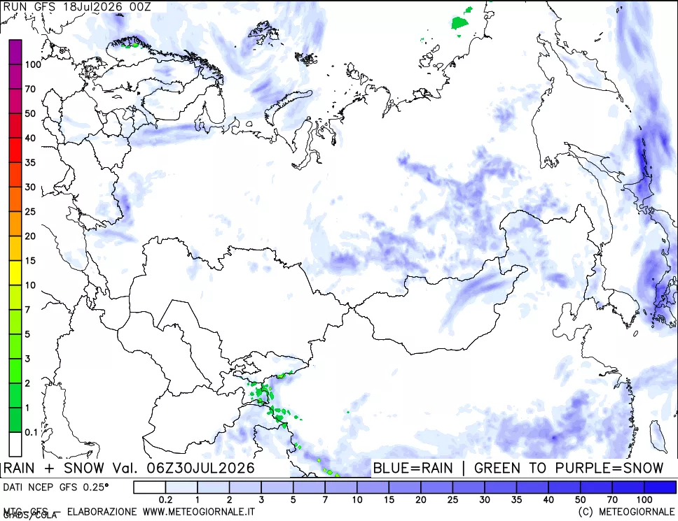 mappa Precipitazioni totali e nevose