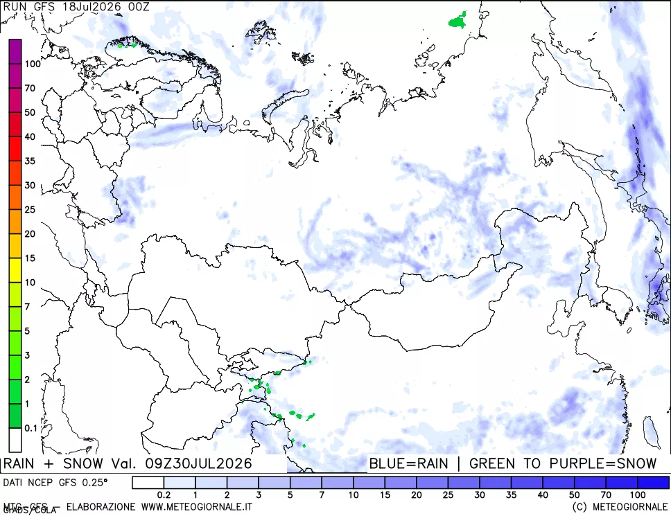 mappa Precipitazioni totali e nevose