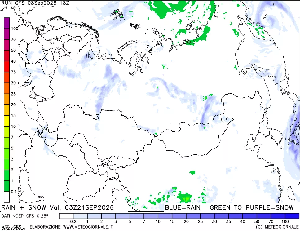 mappa Precipitazioni totali e nevose