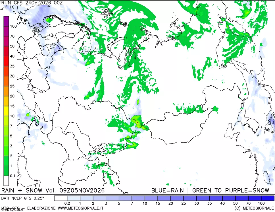 mappa Precipitazioni totali e nevose