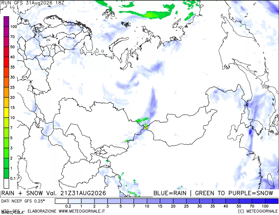 mappa Precipitazioni totali e nevose