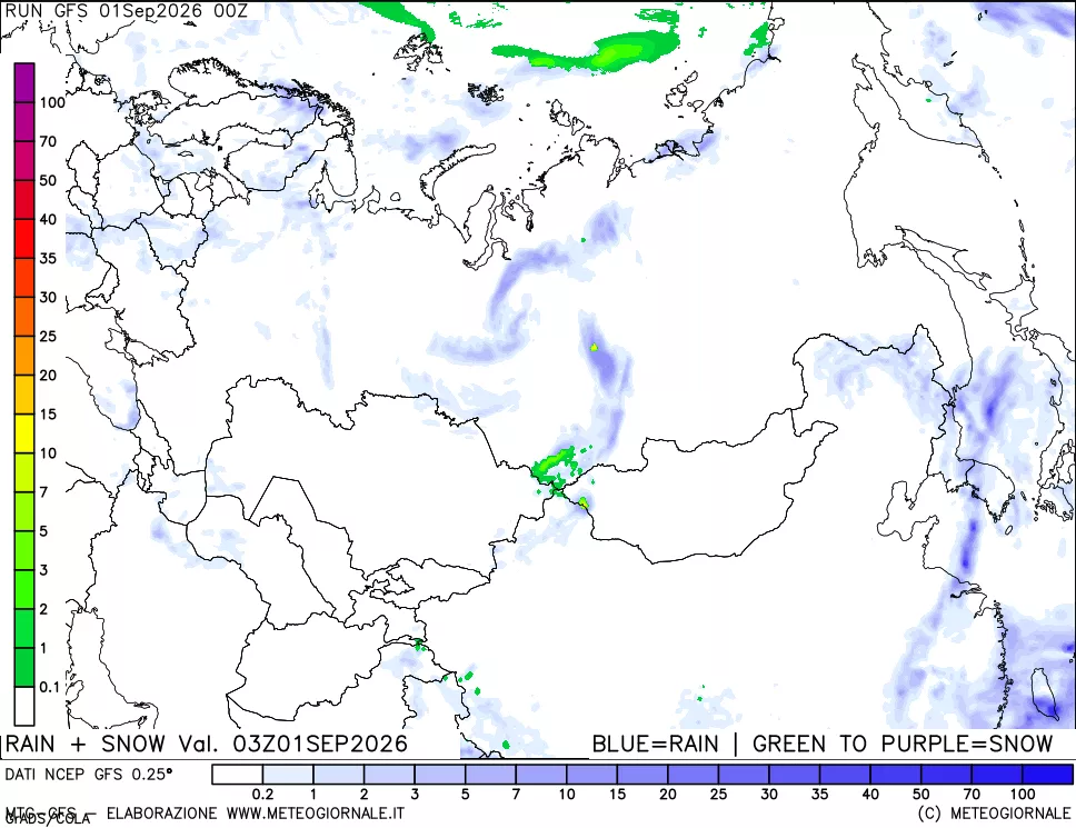 mappa Precipitazioni totali e nevose