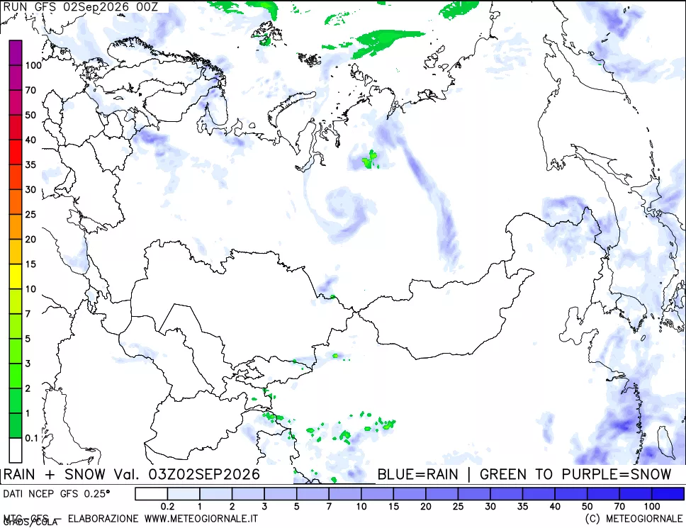 mappa Precipitazioni totali e nevose