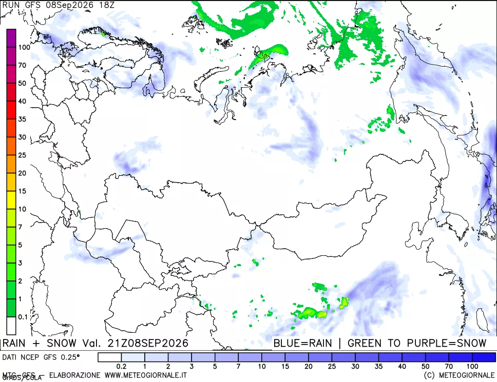 mappa Precipitazioni totali e nevose