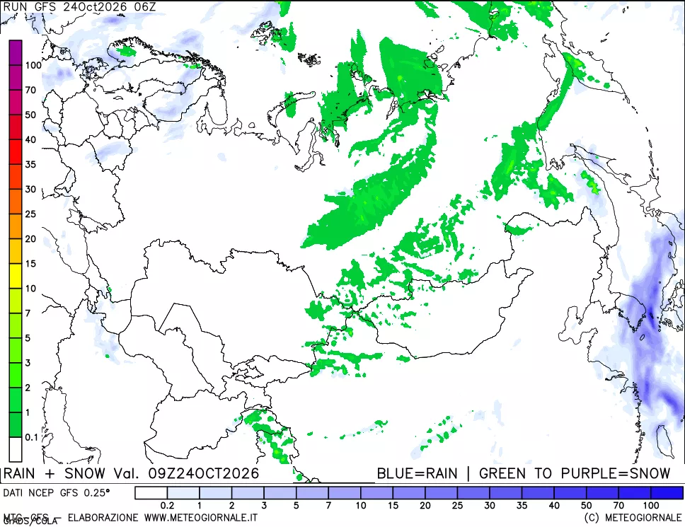 mappa Precipitazioni totali e nevose