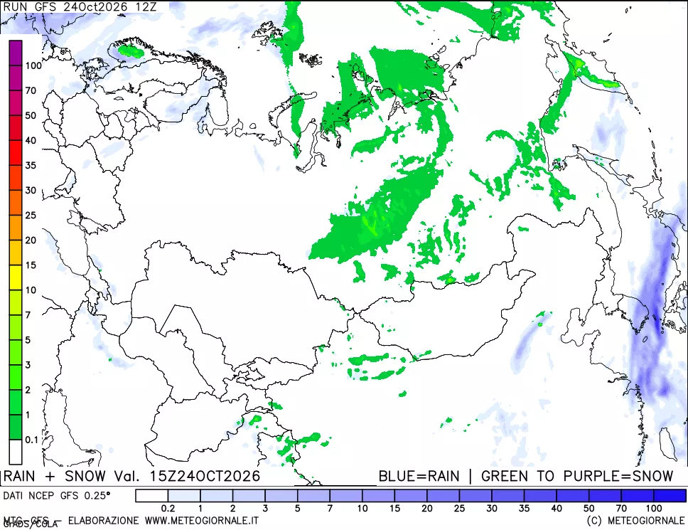 mappa Precipitazioni totali e nevose