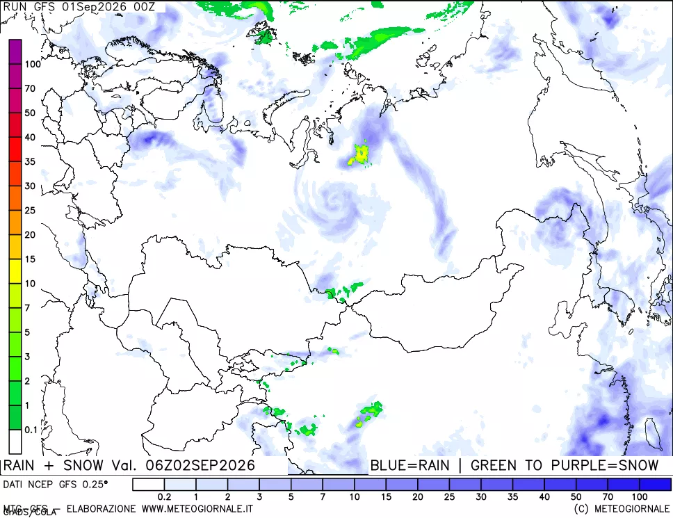 mappa Precipitazioni totali e nevose