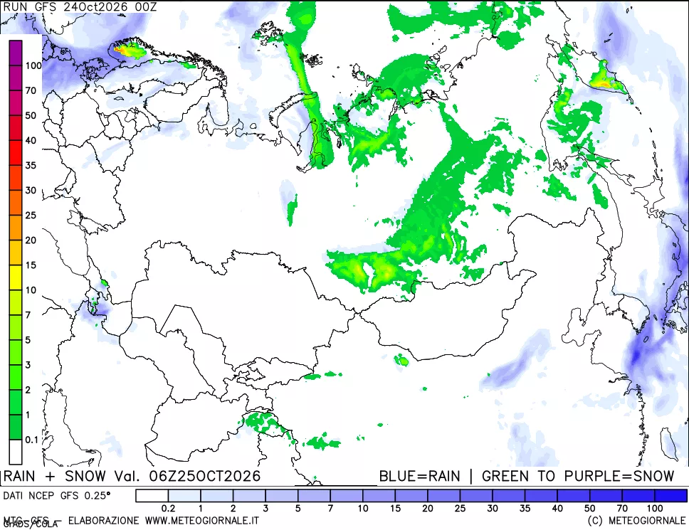 mappa Precipitazioni totali e nevose