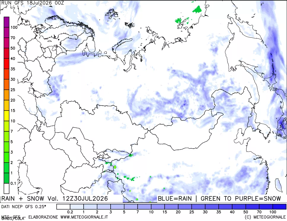 mappa Precipitazioni totali e nevose