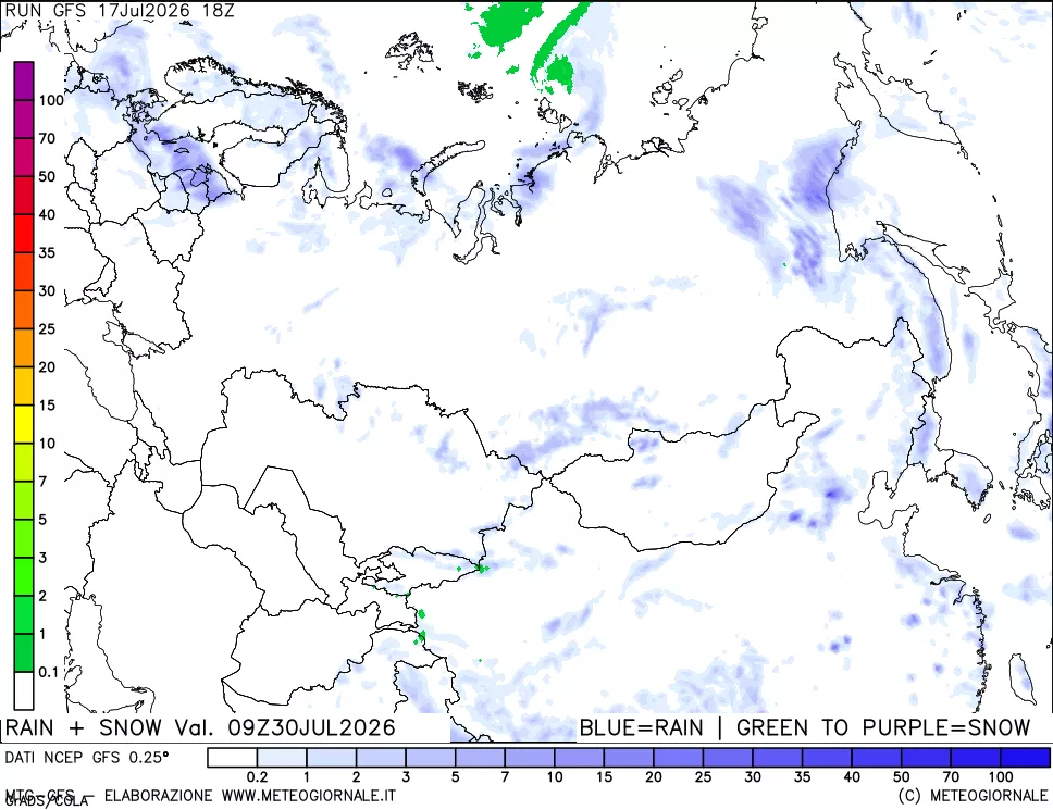 mappa Precipitazioni totali e nevose
