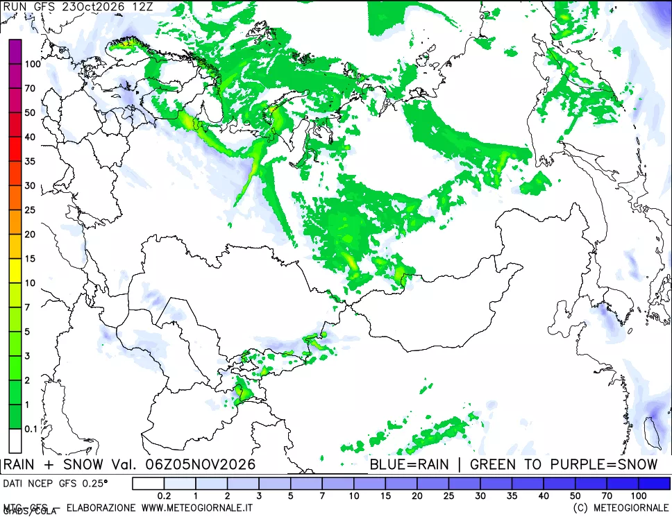 mappa Precipitazioni totali e nevose