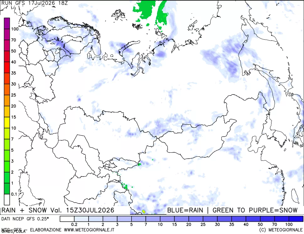 mappa Precipitazioni totali e nevose
