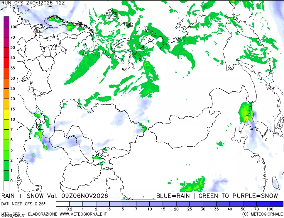 mappa Precipitazioni totali e nevose
