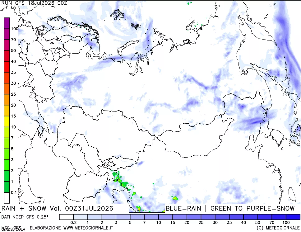 mappa Precipitazioni totali e nevose