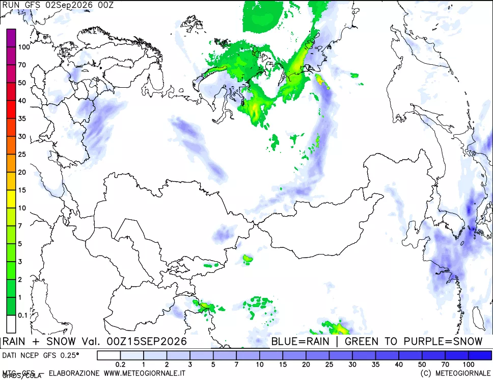 mappa Precipitazioni totali e nevose