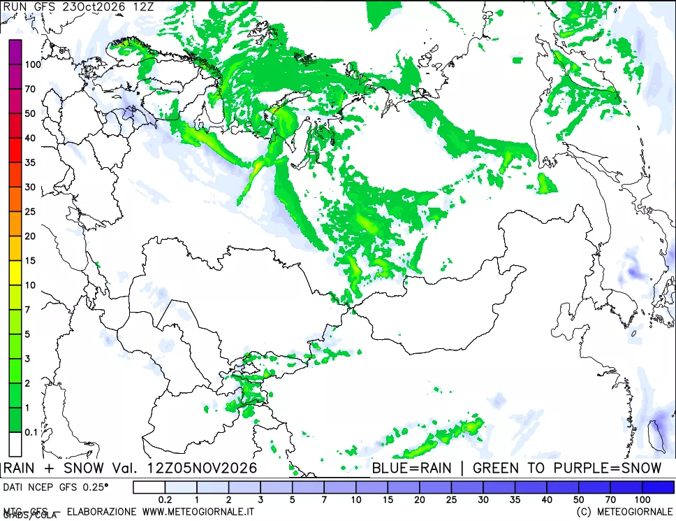 mappa Precipitazioni totali e nevose