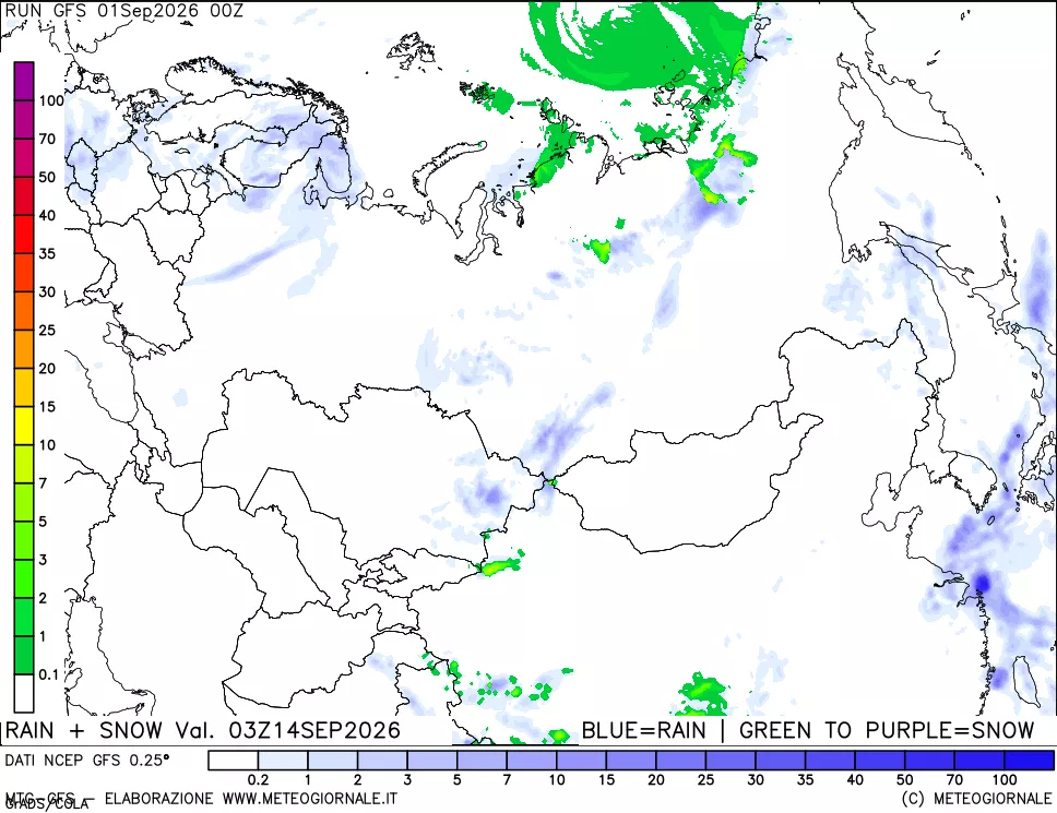 mappa Precipitazioni totali e nevose