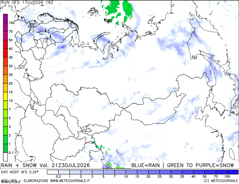 mappa Precipitazioni totali e nevose