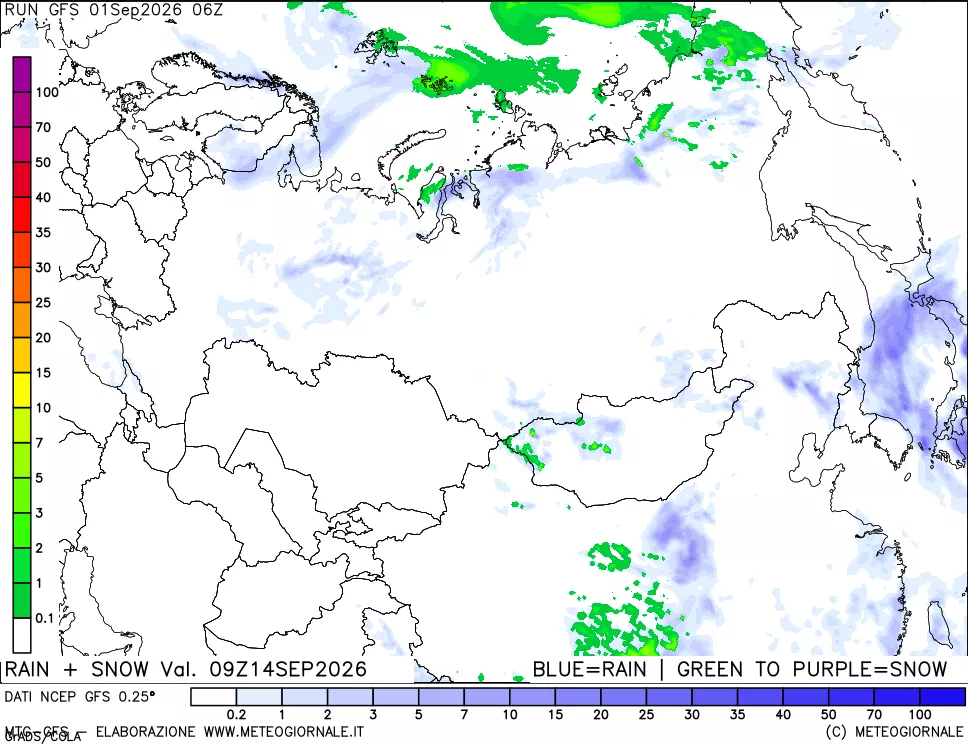 mappa Precipitazioni totali e nevose