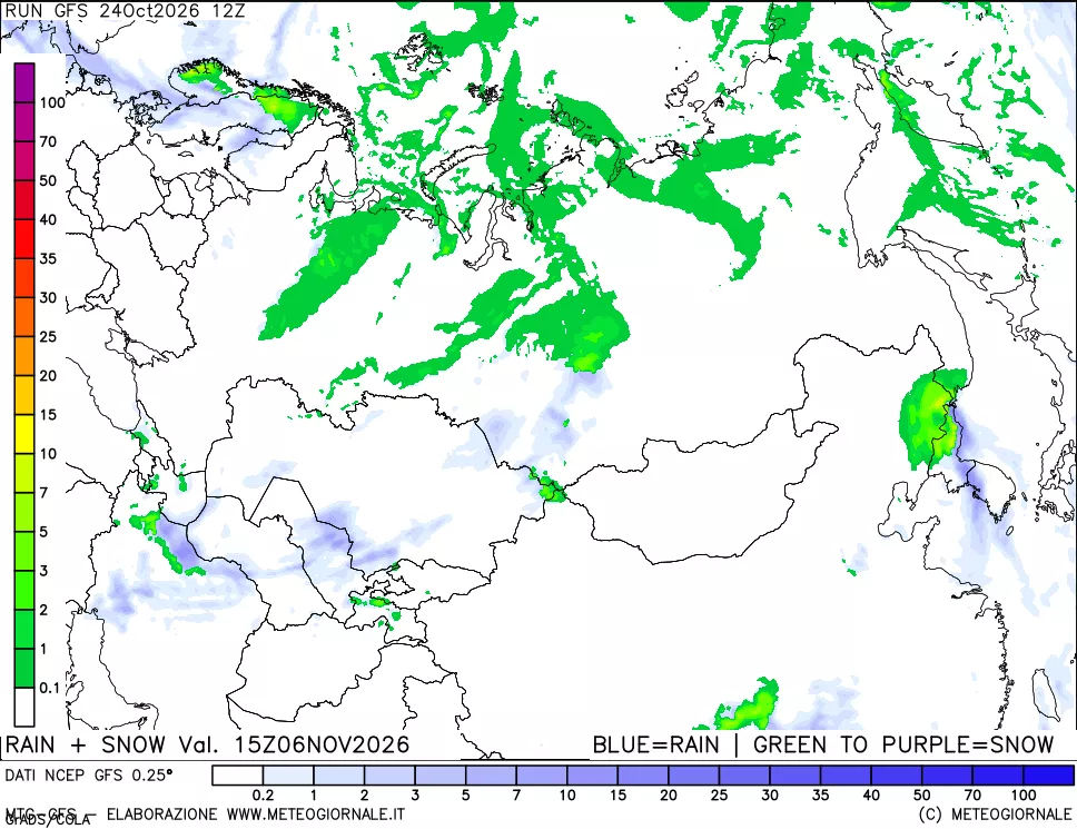 mappa Precipitazioni totali e nevose