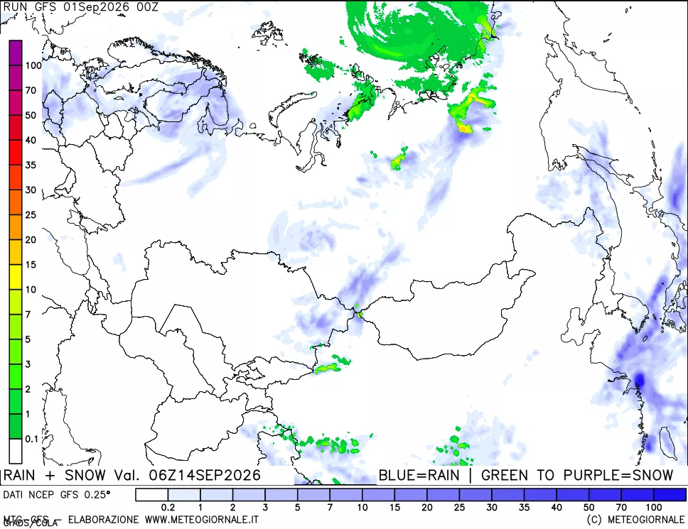 mappa Precipitazioni totali e nevose
