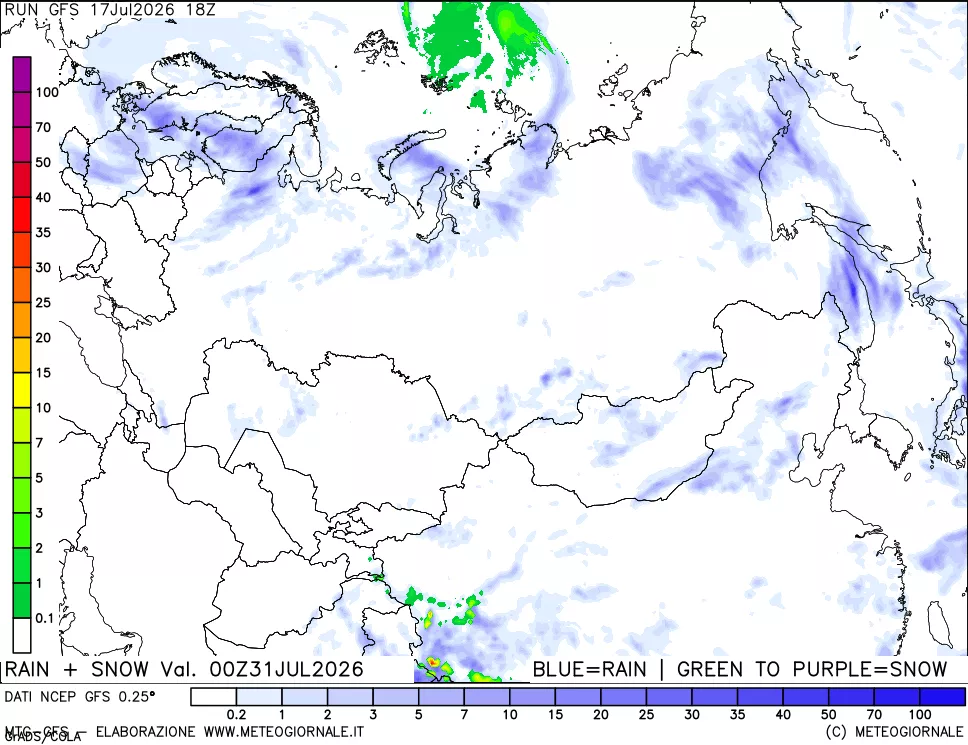 mappa Precipitazioni totali e nevose