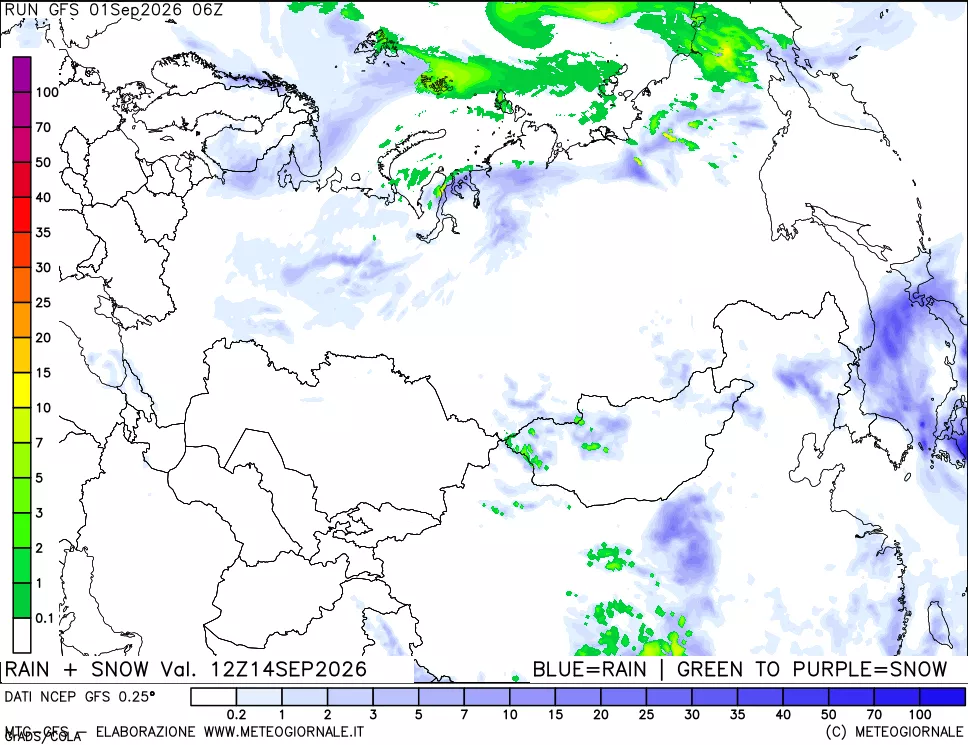 mappa Precipitazioni totali e nevose