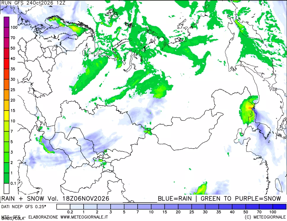 mappa Precipitazioni totali e nevose