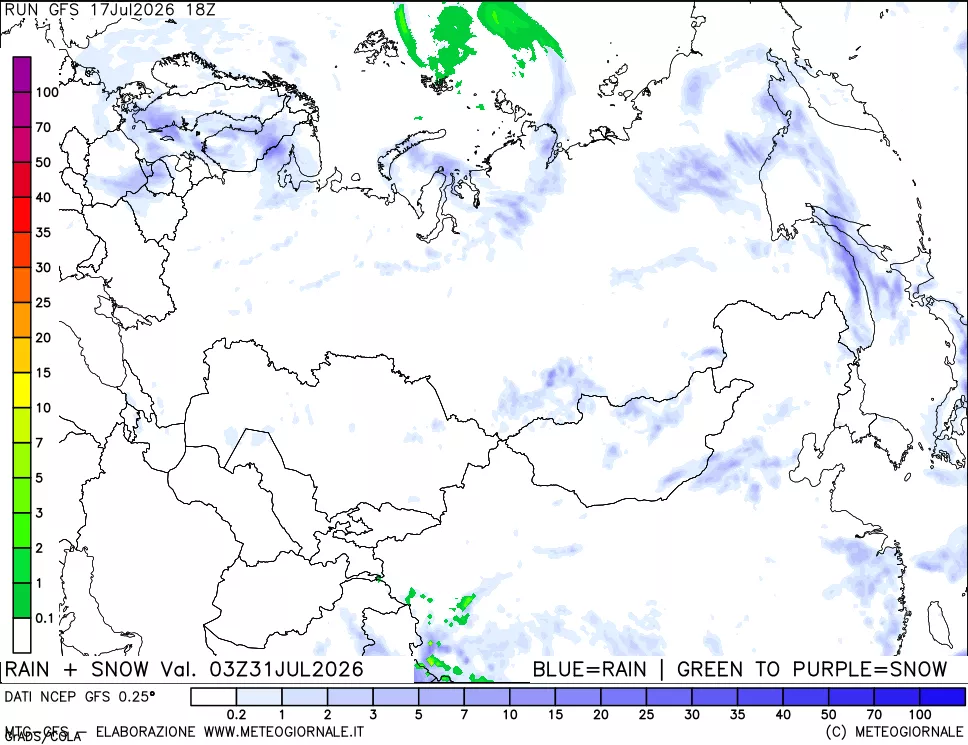 mappa Precipitazioni totali e nevose