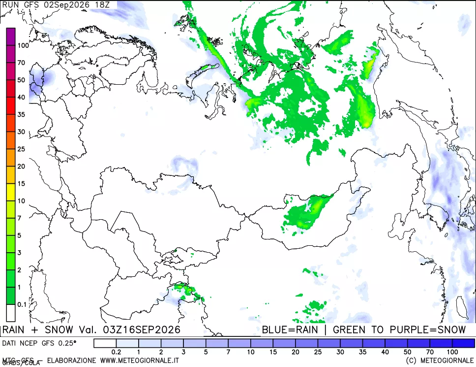 mappa Precipitazioni totali e nevose