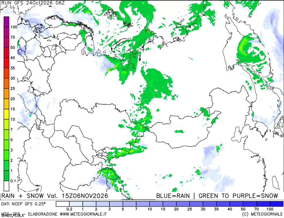 mappa Precipitazioni totali e nevose