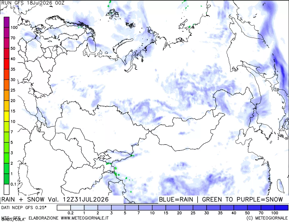 mappa Precipitazioni totali e nevose