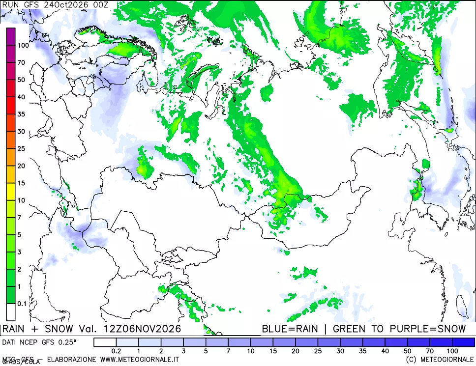 mappa Precipitazioni totali e nevose