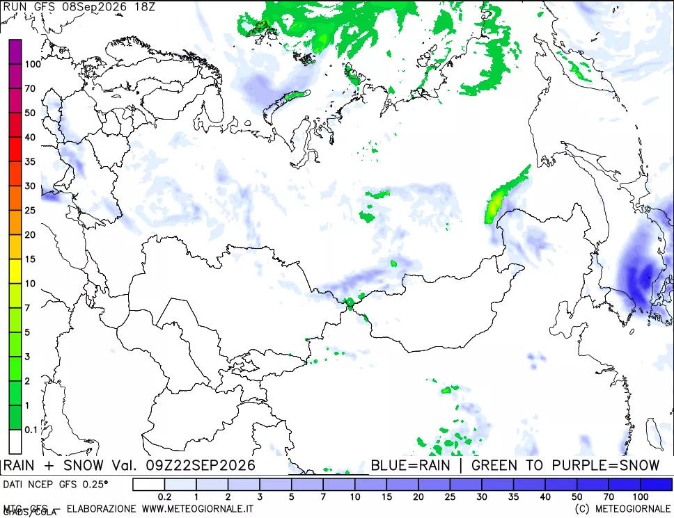 mappa Precipitazioni totali e nevose
