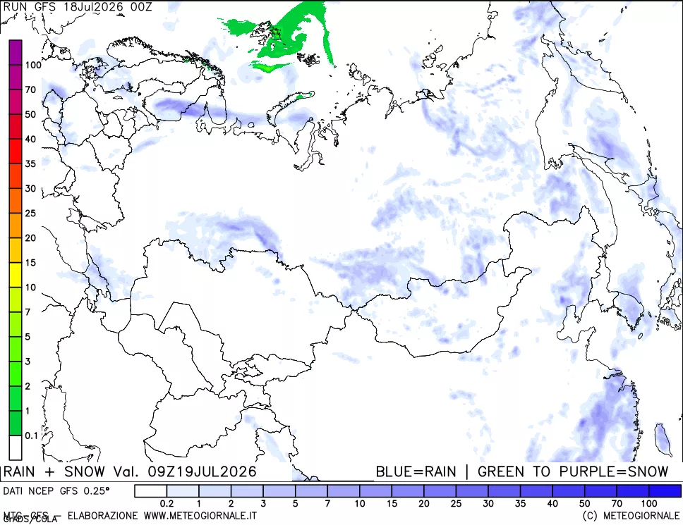 mappa Precipitazioni totali e nevose