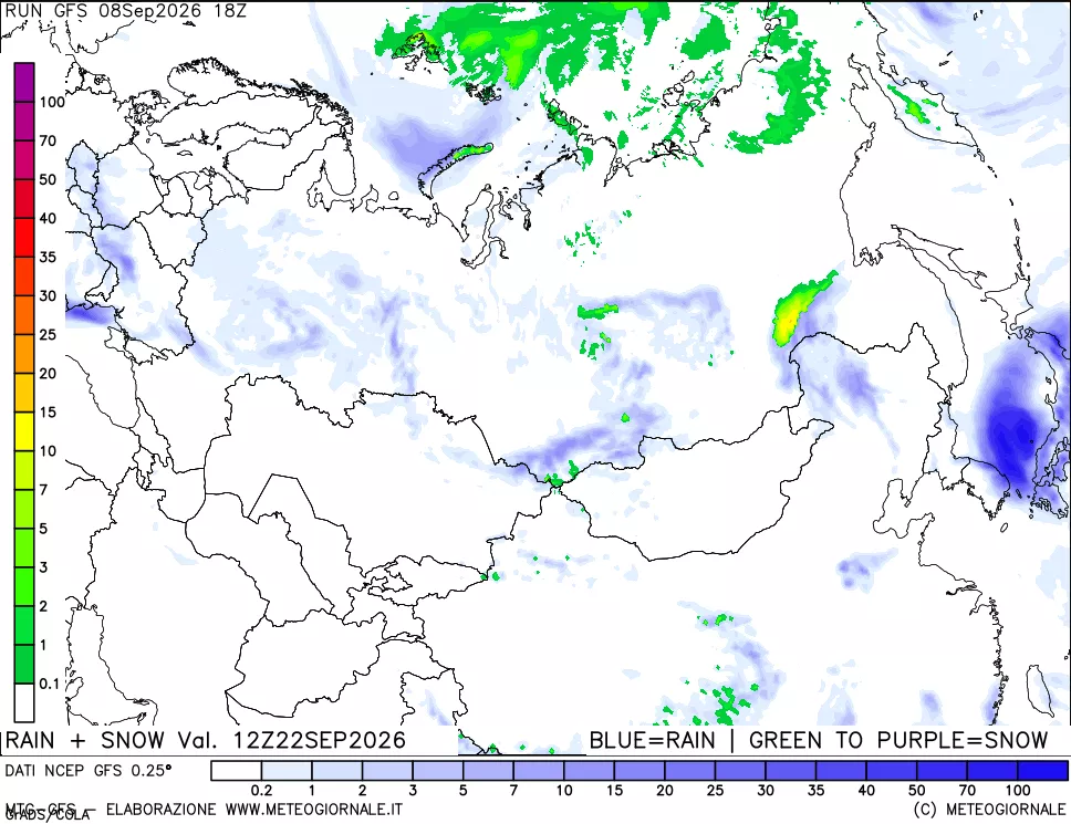 mappa Precipitazioni totali e nevose