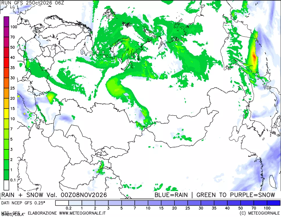 mappa Precipitazioni totali e nevose