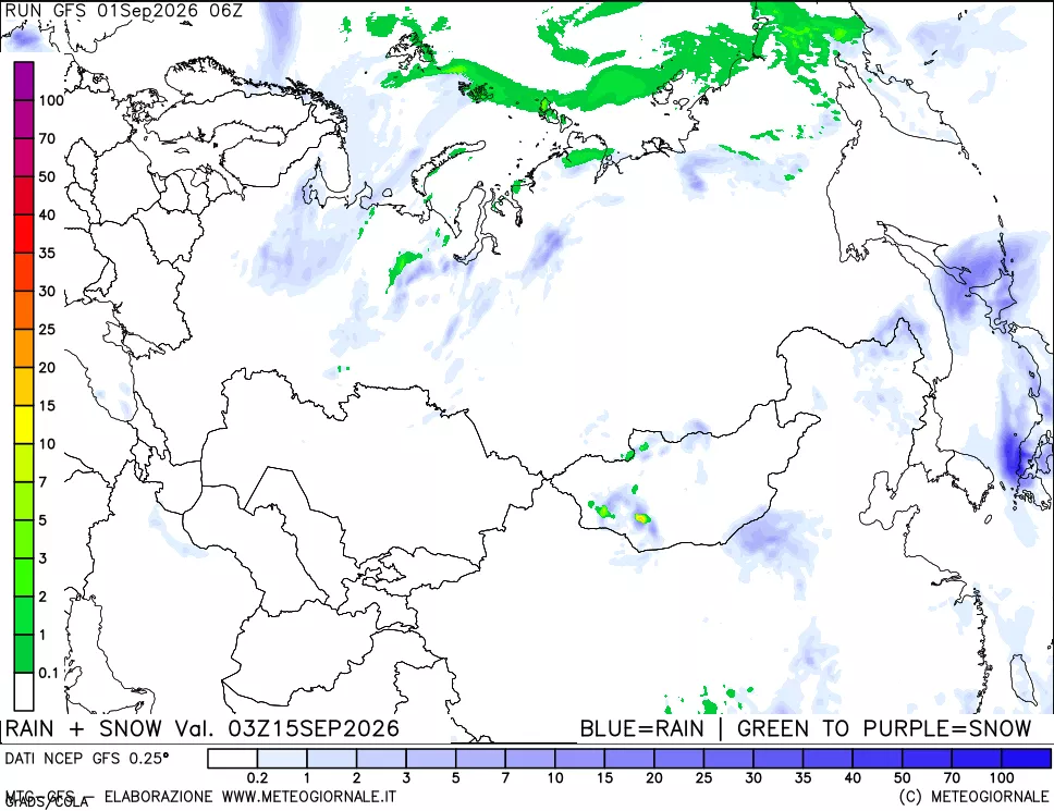 mappa Precipitazioni totali e nevose