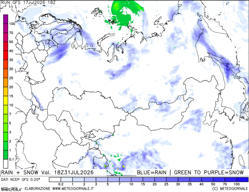 mappa Precipitazioni totali e nevose