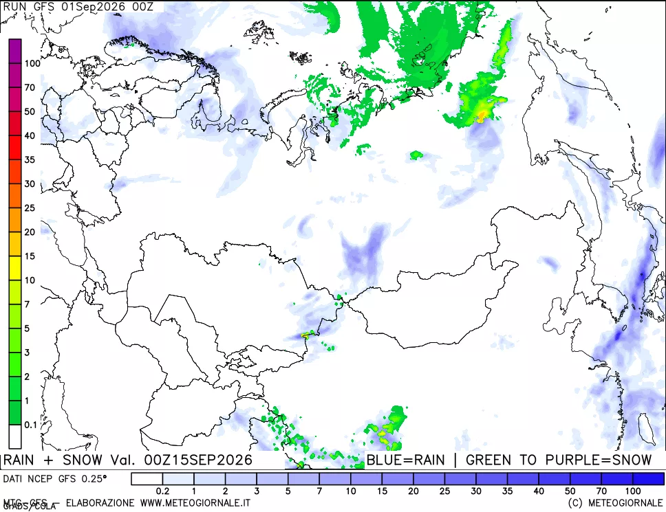 mappa Precipitazioni totali e nevose