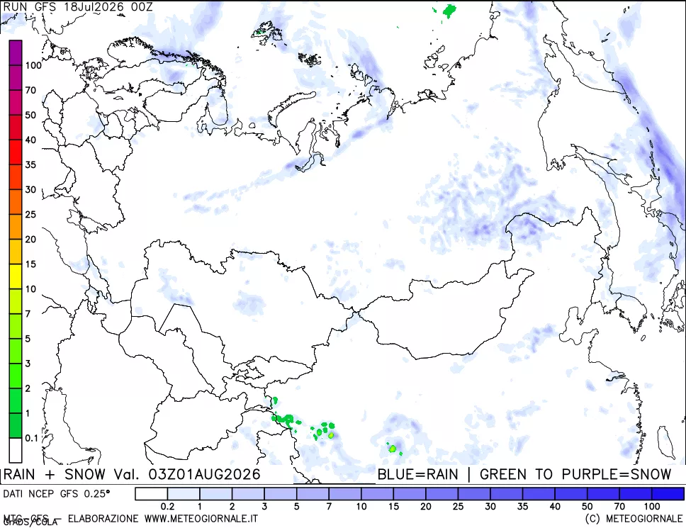 mappa Precipitazioni totali e nevose