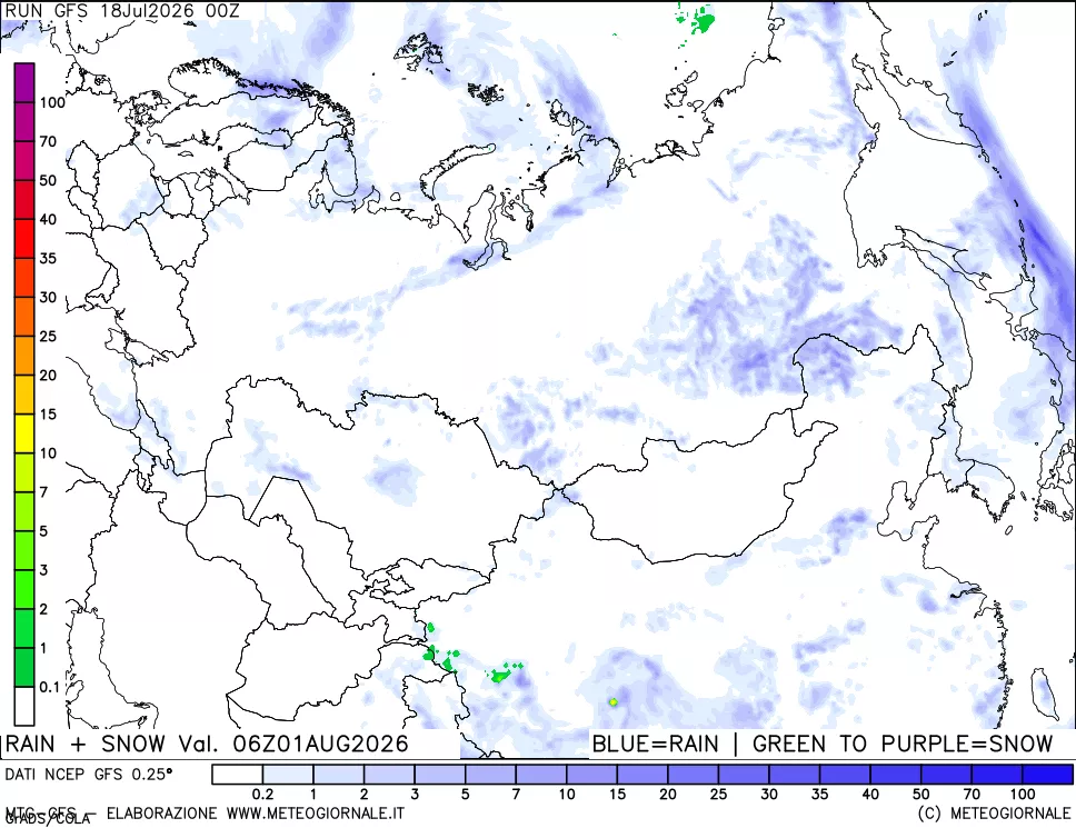 mappa Precipitazioni totali e nevose