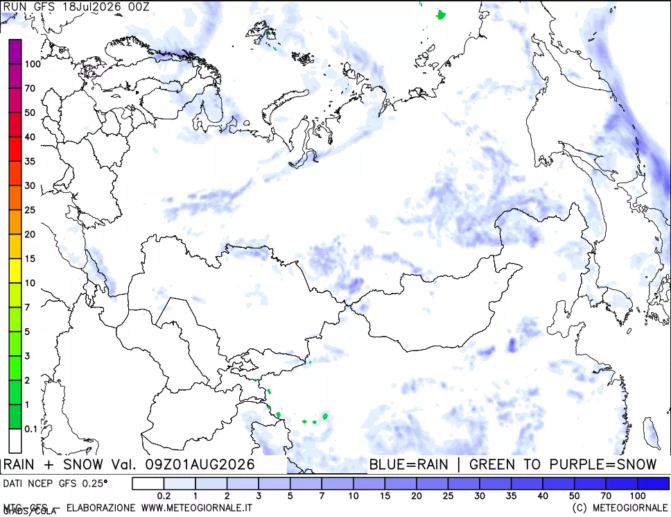 mappa Precipitazioni totali e nevose