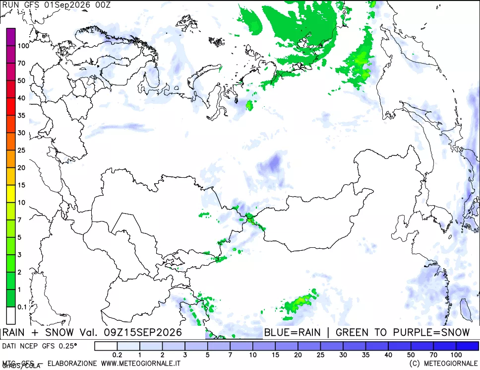 mappa Precipitazioni totali e nevose