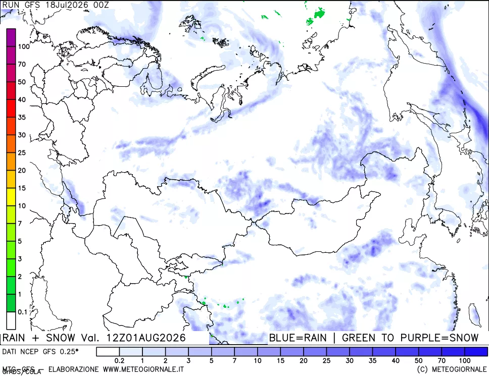 mappa Precipitazioni totali e nevose