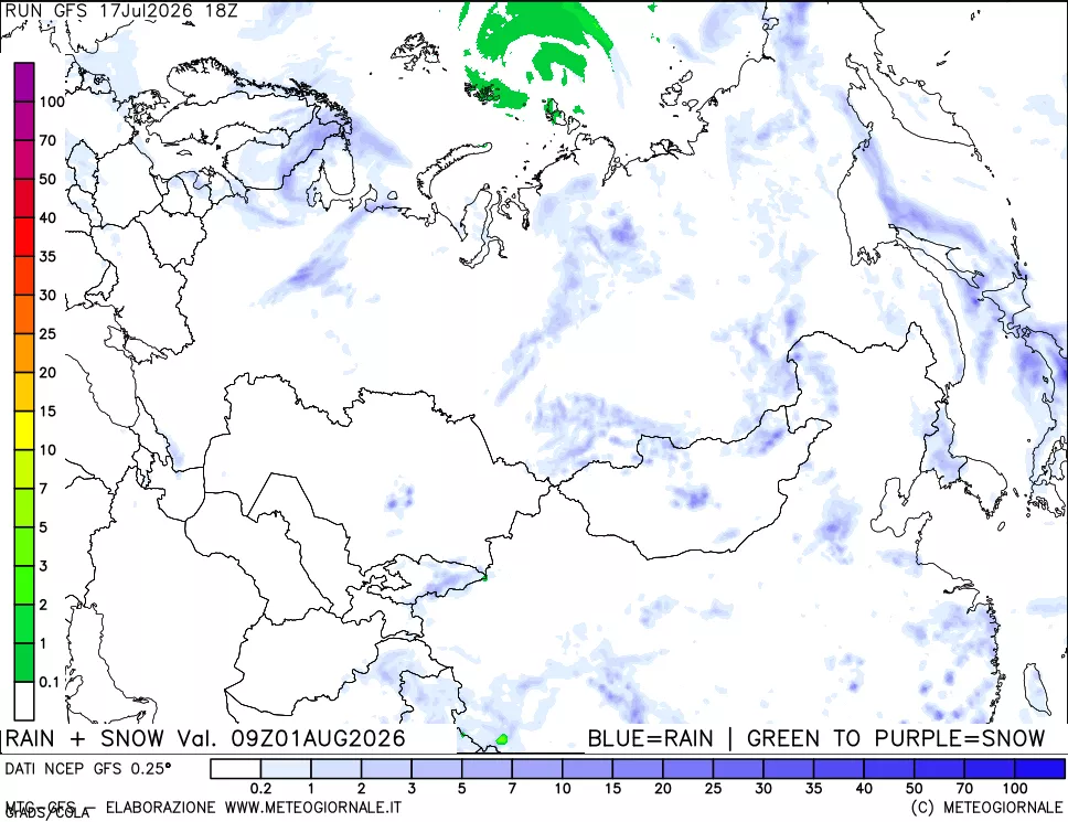 mappa Precipitazioni totali e nevose